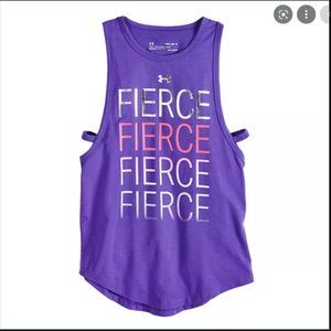 Under Armour Girl's Large Fierce Tank Top Purple Low Sides Trendy Sleeveless